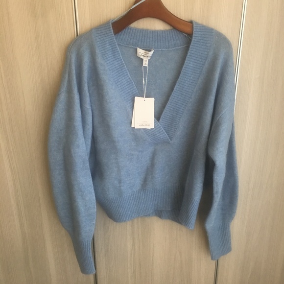 & Other Stories Sweaters - & OtherStories baby blue mohair v-neck sweater NWT